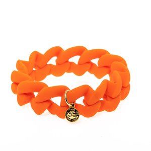 Marc by Marc Jacobs Fluoro Orange Rubber Bracelet with Turnlock Charm